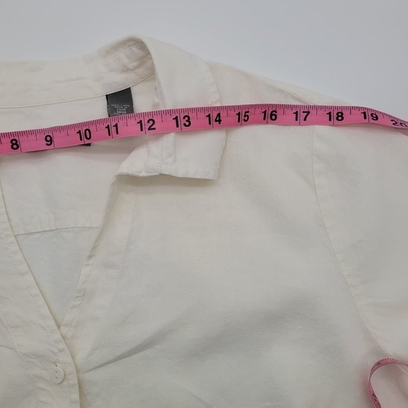 Kate Hill‎ Women’s White Linen Eyelet Collared Blouse 16W - Picture 9 of 10